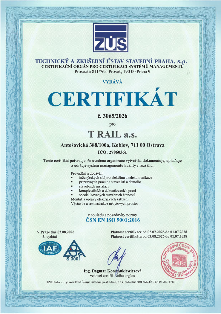 ISO 9001:2015 Certifikát
